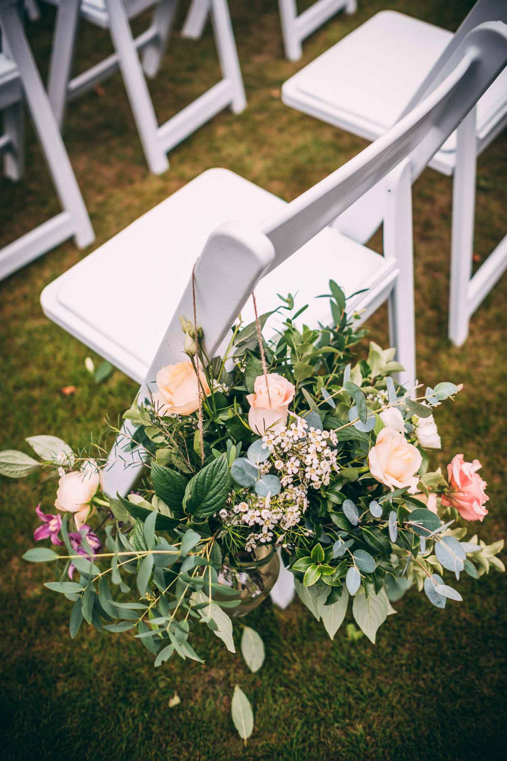 Chair Flowers Pew End Aisle Ceremony Tinakilly Country House Wedding Conor Brennan Photography