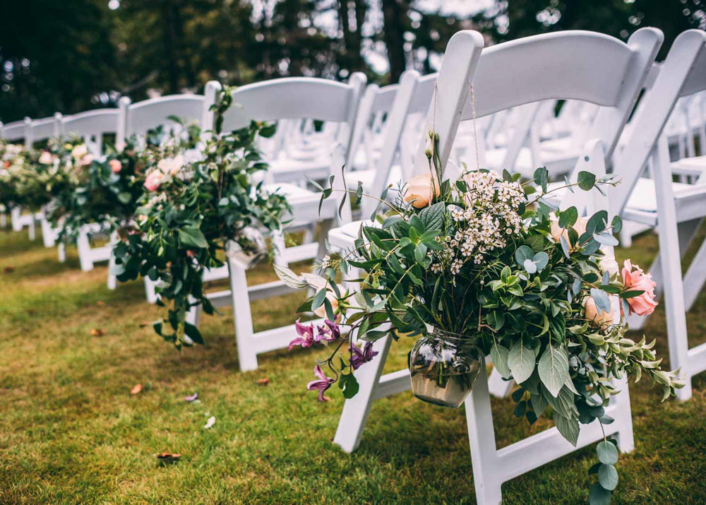 Chair Flowers Pew End Aisle Ceremony Tinakilly Country House Wedding Conor Brennan Photography