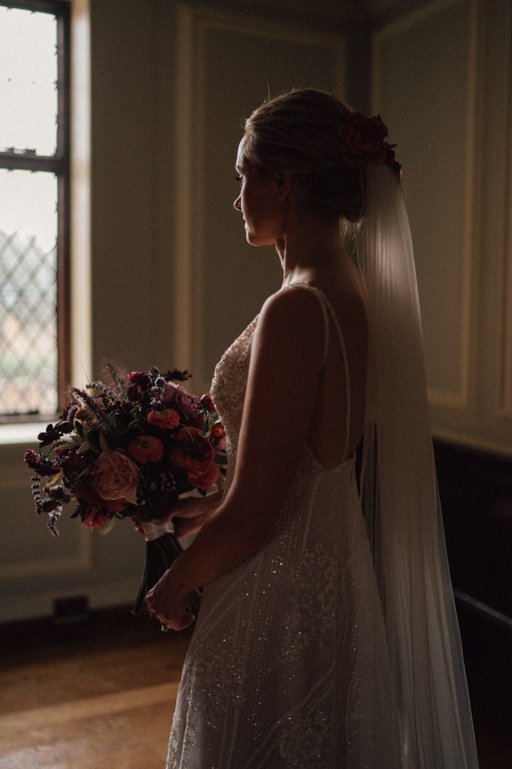 Dress Gown Bride Bridal Embellished A Line Beaded Train Tara Keely Lazaro Veil Ufton Court Wedding Emily & Steve Photography