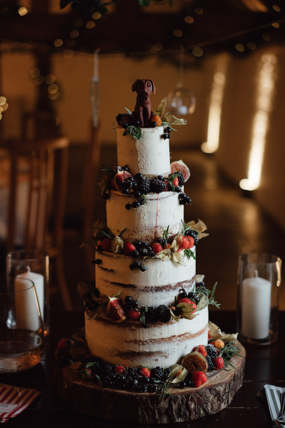 Semi Naked Cake Layer Sponge Berries Herbs Topper Ufton Court Wedding Emily & Steve Photography