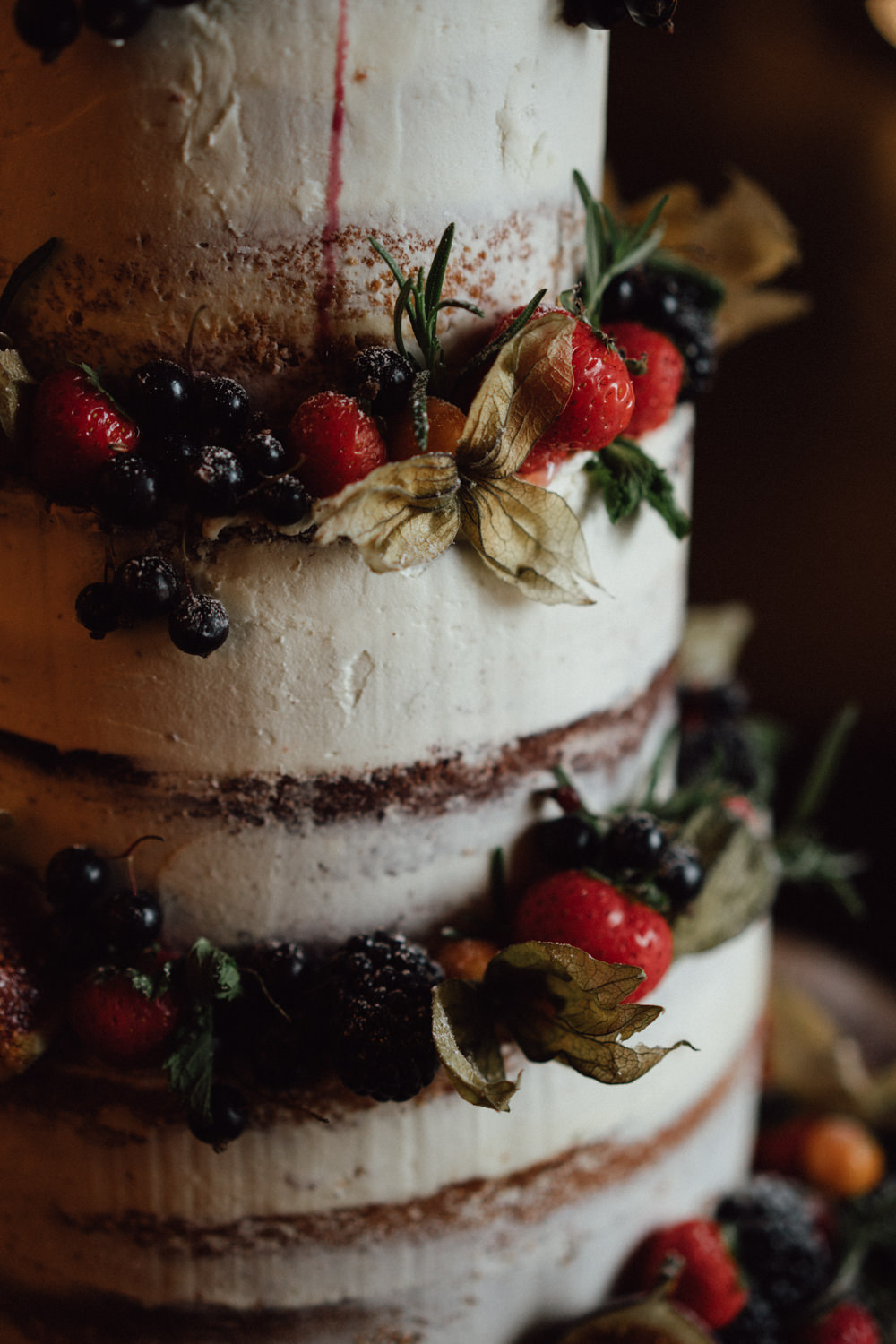 Semi Naked Cake Layer Sponge Berries Herbs Topper Ufton Court Wedding Emily & Steve Photography
