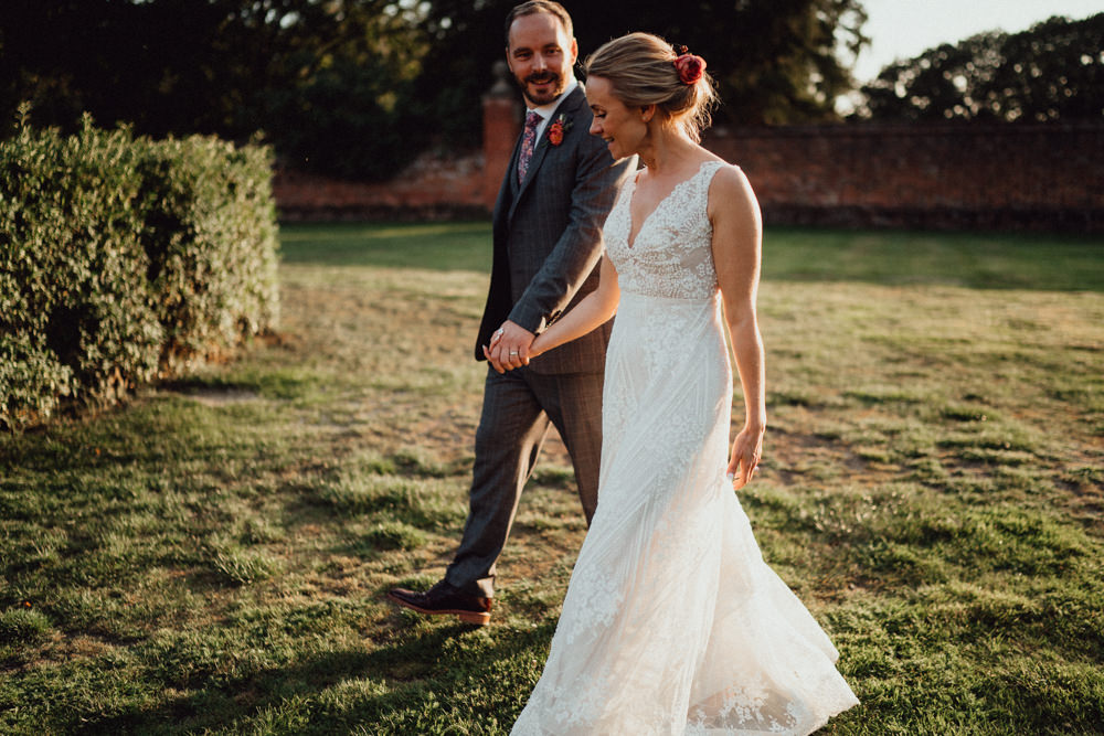 Dress Gown Bride Bridal Embellished A Line Beaded Train Tara Keely Lazaro Ufton Court Wedding Emily & Steve Photography