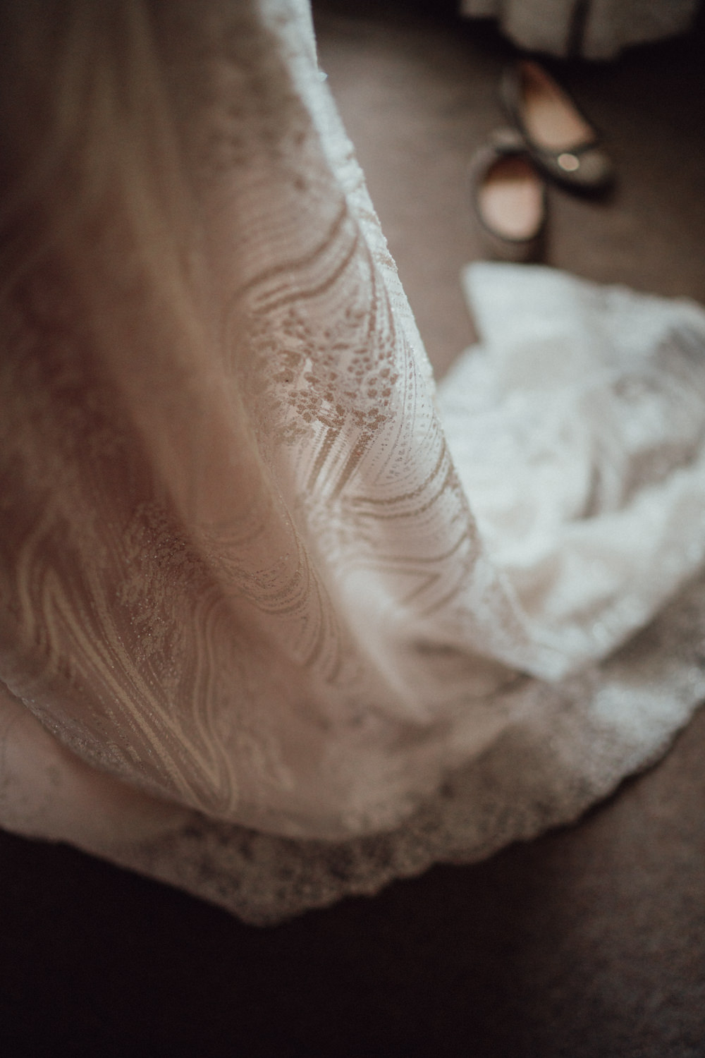 Dress Gown Bride Bridal Embellished A Line Beaded Train Tara Keely Lazaro Ufton Court Wedding Emily & Steve Photography