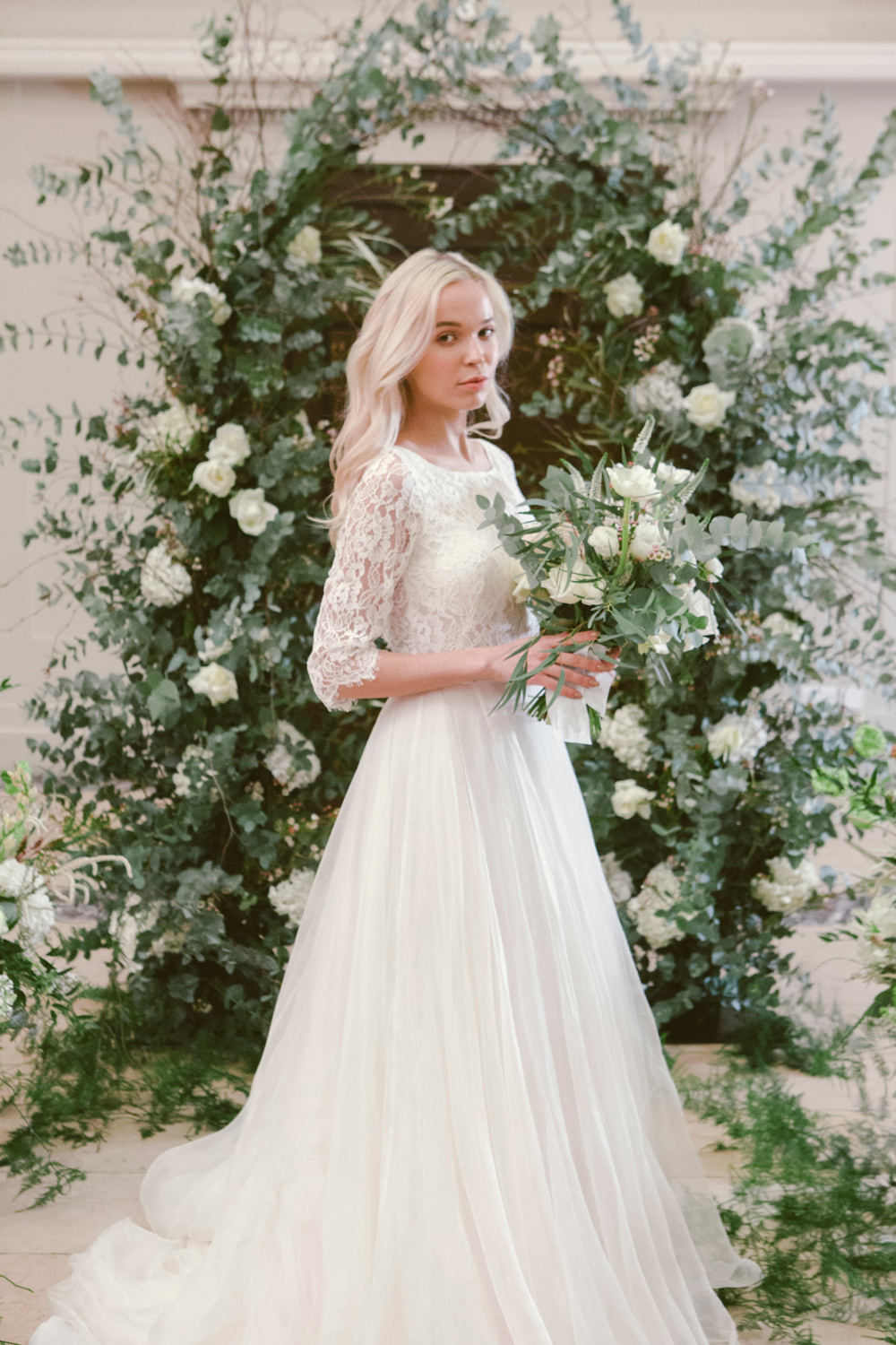 Bride Bridal Dress Gown Naomi Neoh Lace Sleeves Tulle Train Whimsical Elegant Wedding Ideas Mandorla London