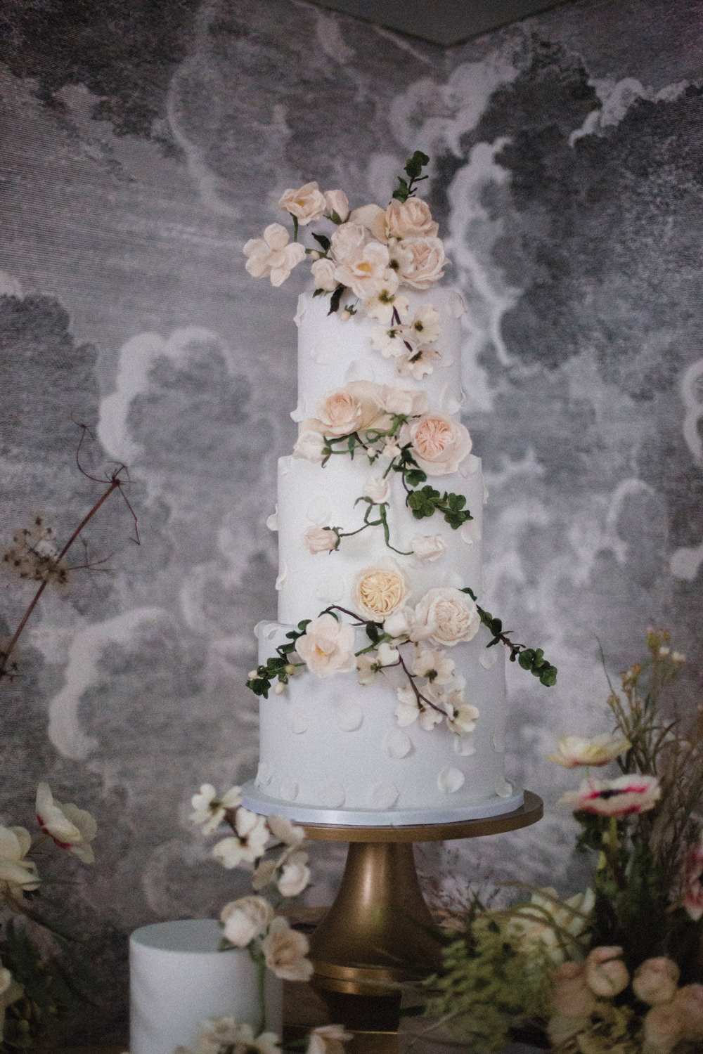 Floral Flower Cake Peach Spring Whimsical Elegant Wedding Ideas Mandorla London