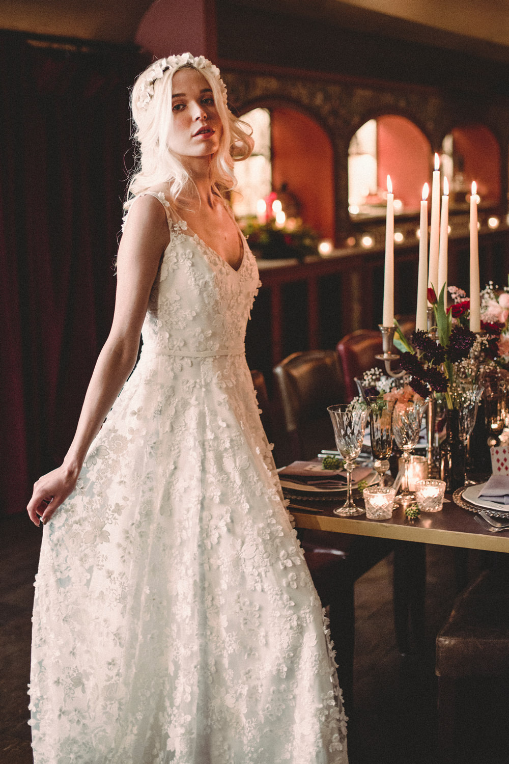 Bride Bridal Dress Gown Naomi Neoh Floral Lace Train Whimsical Elegant Wedding Ideas Mandorla London