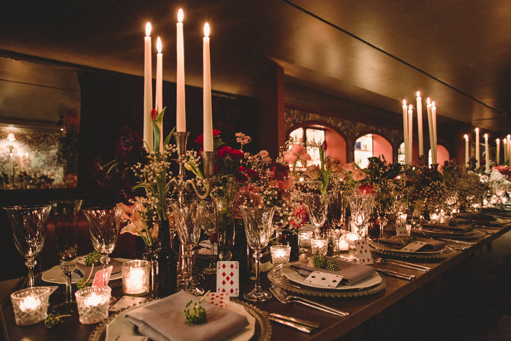 Table Tablescape Candles Candlestick Flowers Decor Whimsical Elegant Wedding Ideas Mandorla London