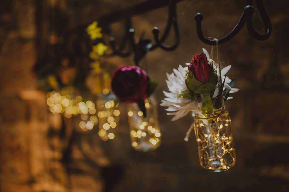 Hanging Flowers Ceremony Wiltshire Barn Wedding Photography34