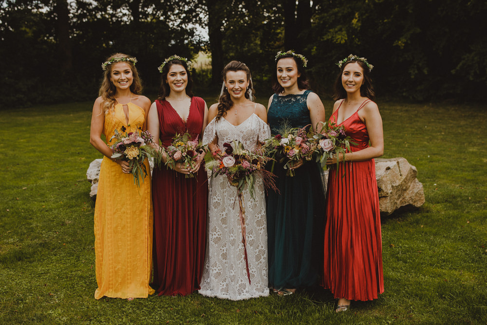 Bridesmaids Bridesmaid Dress Dresses Mismatched Jewel Wiltshire Barn Wedding Photography34