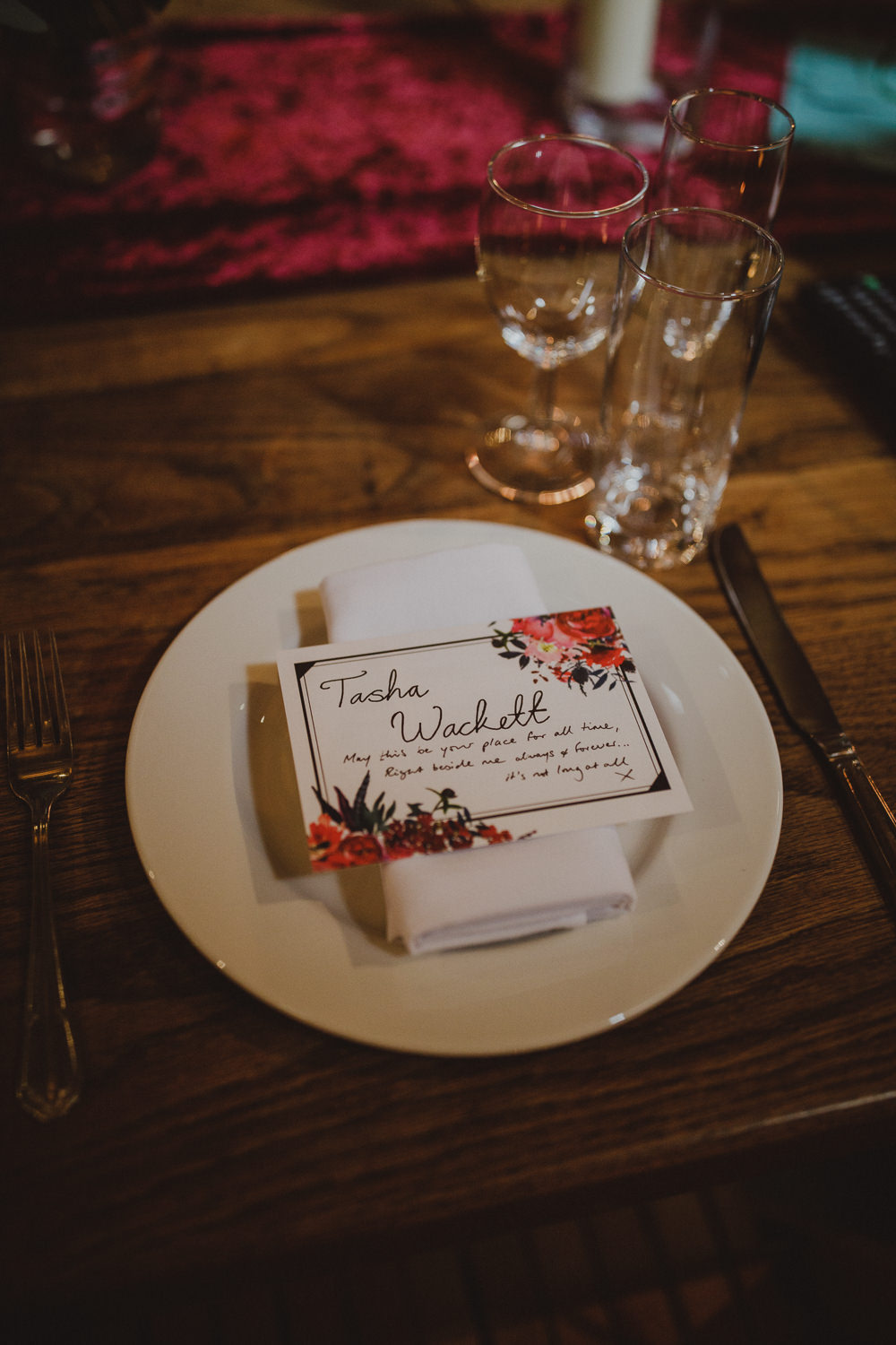 Place Name Card Setting Wiltshire Barn Wedding Photography34