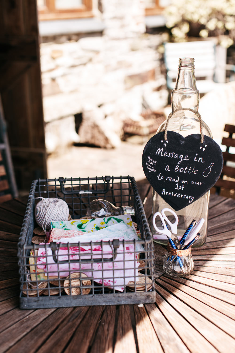 Message in a Bottle Guest Book Wonwood Barton Wedding Emma Barrow Photography