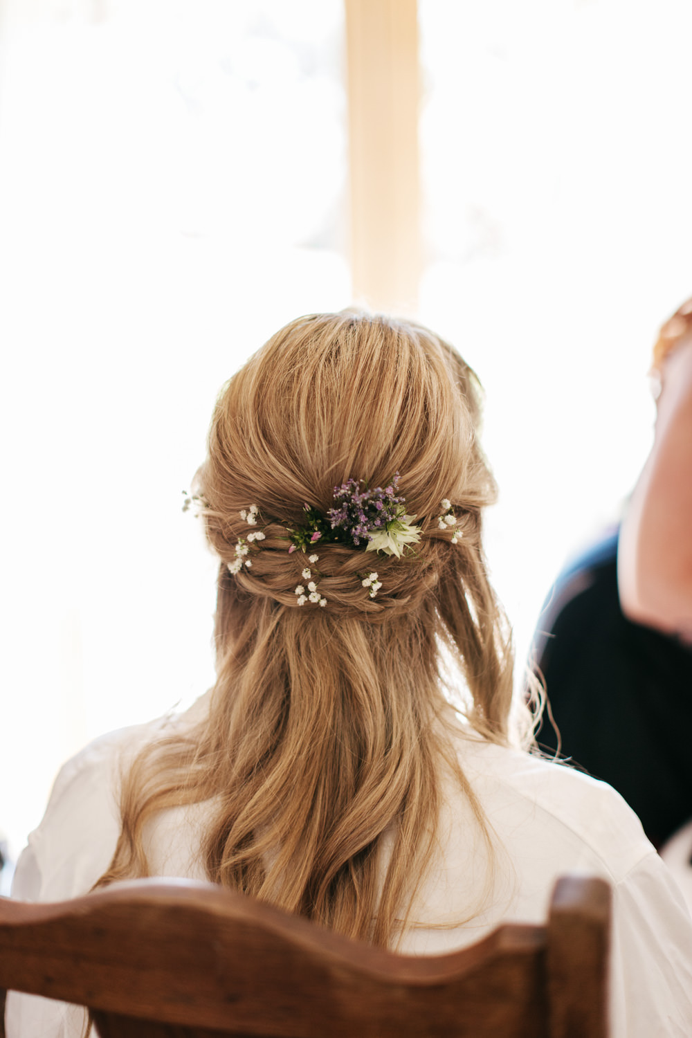 Bride Bridal Hair Style Half Up Half Down Wonwood Barton Wedding Emma Barrow Photography