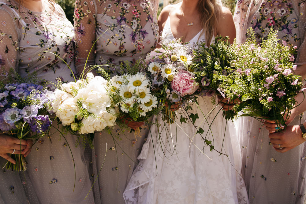 Bouquet Flowers Bride Bridal Peony Peonies Daisy Bridesmaids Wonwood Barton Wedding Emma Barrow Photography