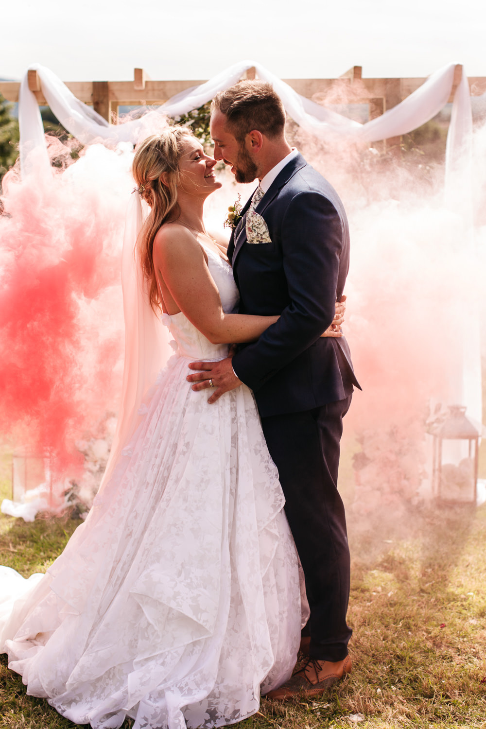 Wonwood Barton Wedding Emma Barrow Photography Smoke Bomb Photo Portraits