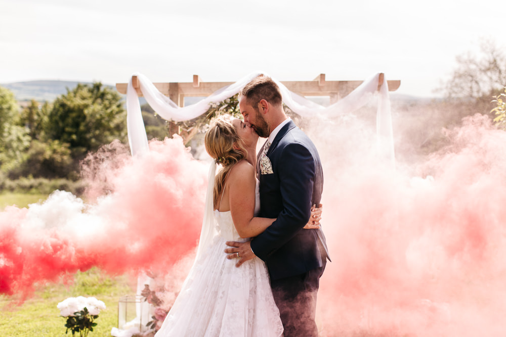 Wonwood Barton Wedding Emma Barrow Photography Smoke Bomb Photo Portraits