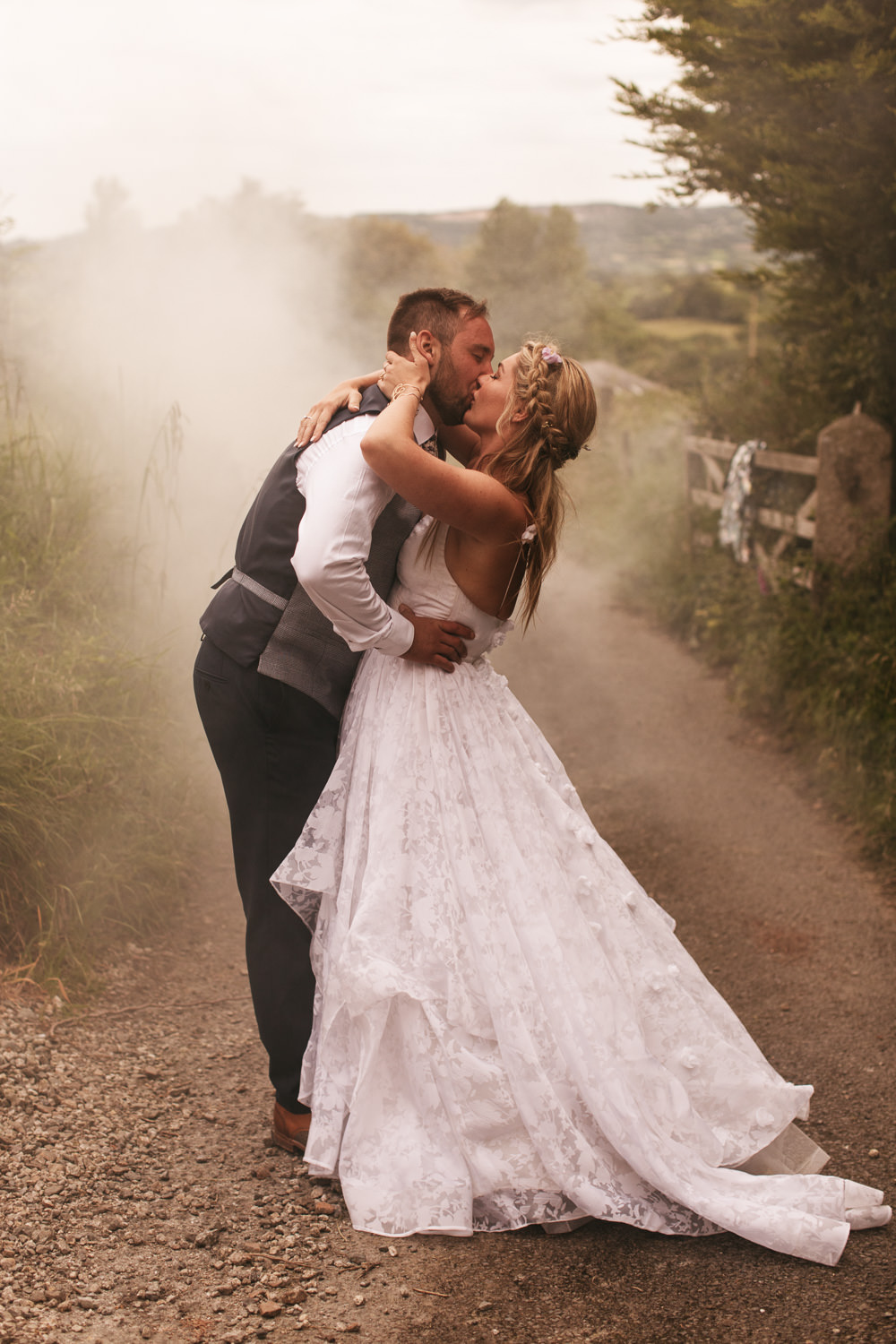 Wonwood Barton Wedding Emma Barrow Photography Smoke Bomb Photo Portraits