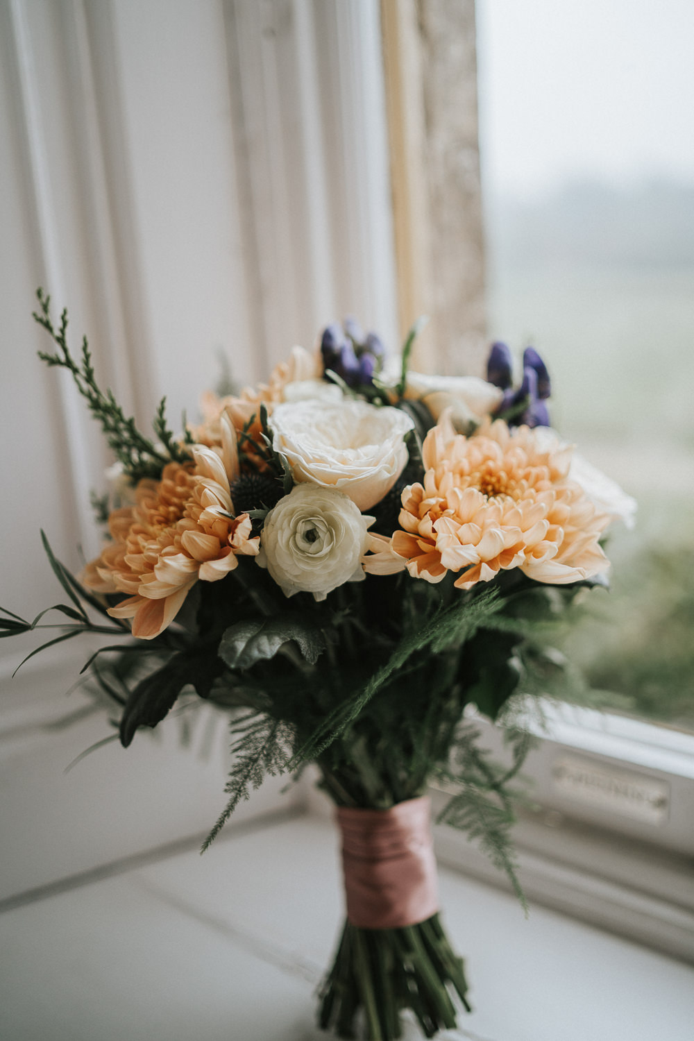 Bouquet Flowers Bride Bridal Peach Rose Woodland Wedding Inspiration Stephanie Dreams Photography