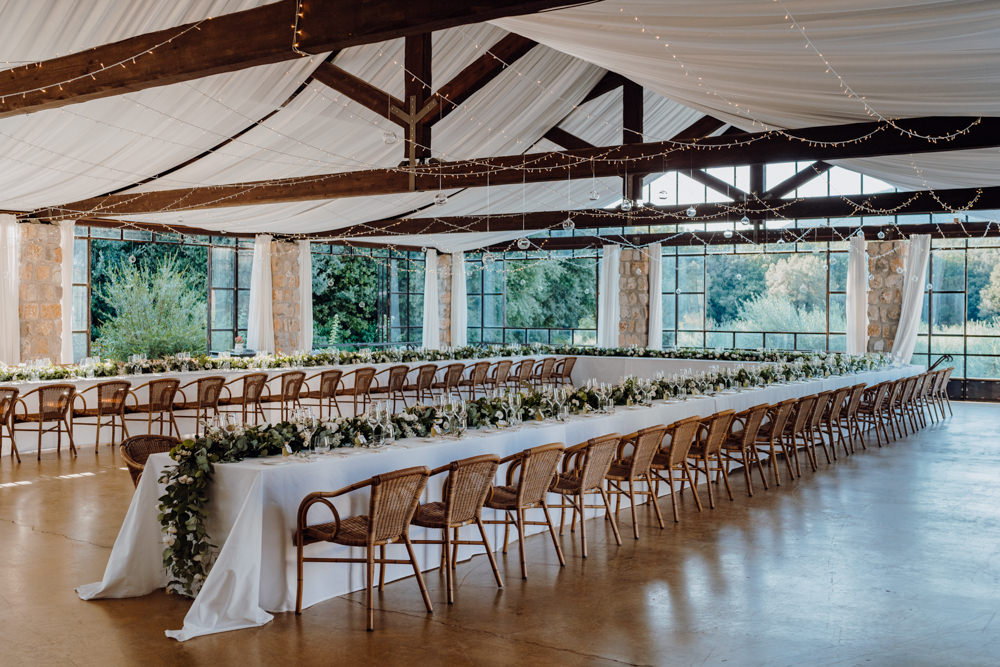 Long Table Greenery Foliage Garland Runner Swag Aquapetra Resort Spa Wedding Peter Hughes Photography