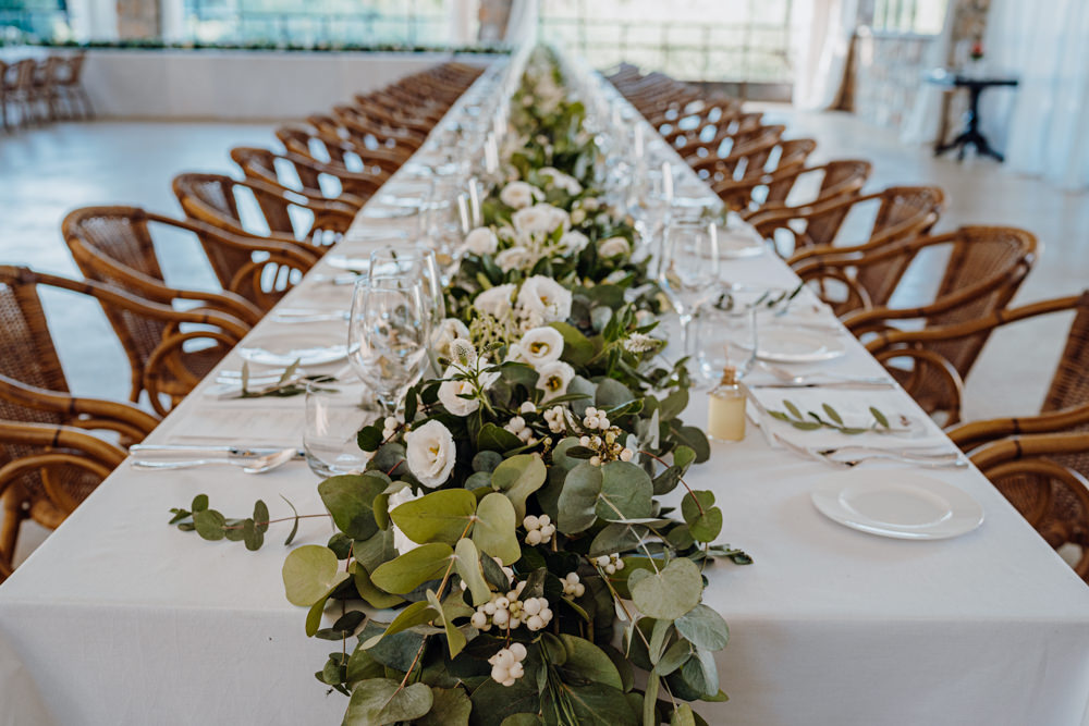 Long Table Greenery Foliage Garland Runner Swag Aquapetra Resort Spa Wedding Peter Hughes Photography