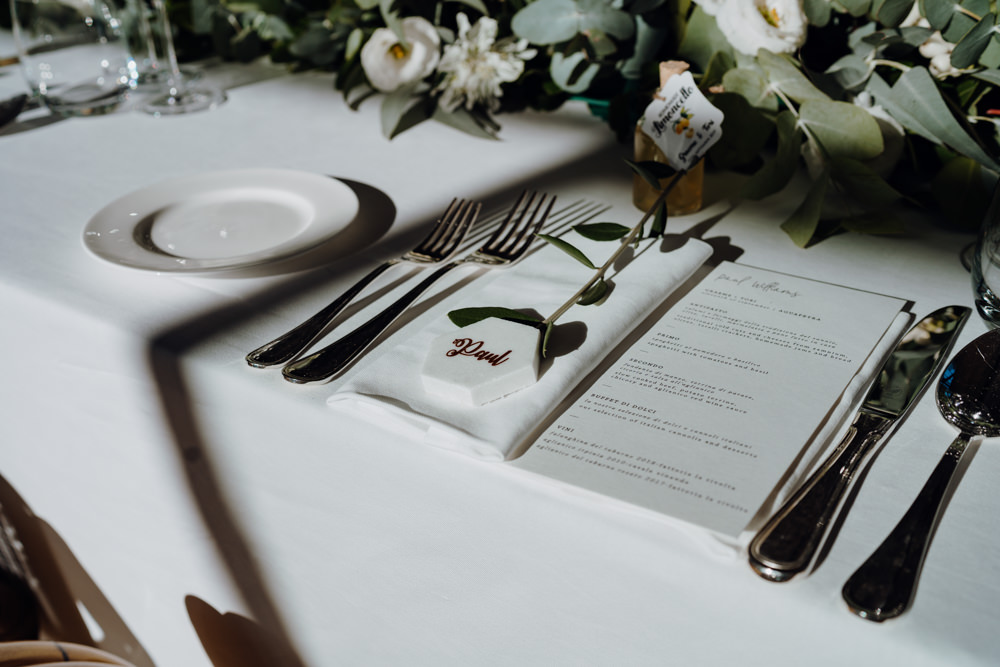 Place Setting Decor Greenery Aquapetra Resort Spa Wedding Peter Hughes Photography