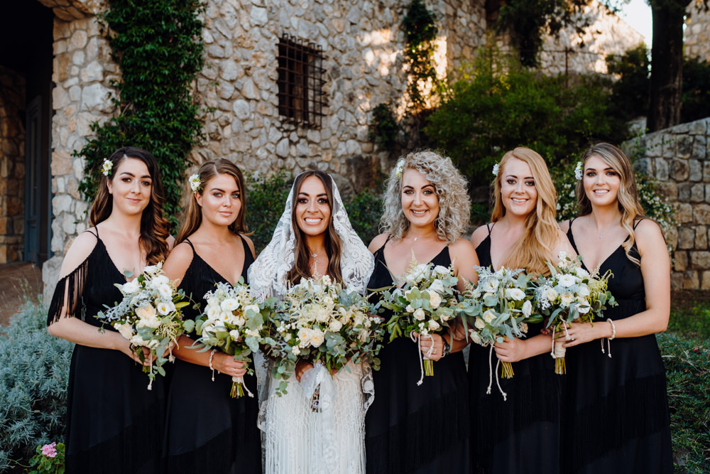 Bridesmaids Bridesmaid Dress Dresses Black Aquapetra Resort Spa Wedding Peter Hughes Photography