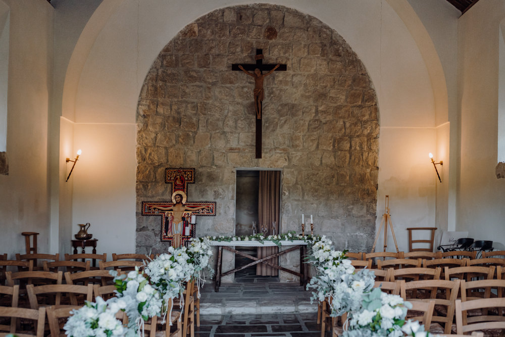 Aisle Pew End Flowers Ceremony Aquapetra Resort Spa Wedding Peter Hughes Photography