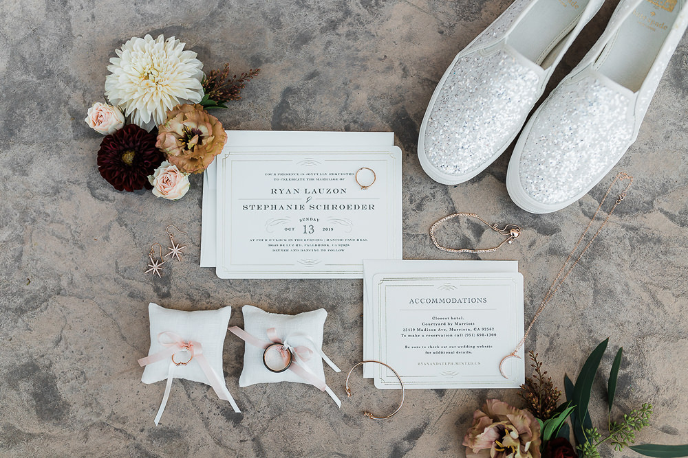 Stationery Intive Invitations Ring Pillow California Ranch Wedding WildflowerPhotoCo