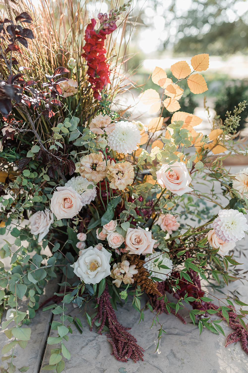 Flower Arch Backdrop Hexagon Flowers Ceremony Aisle California Ranch Wedding WildflowerPhotoCo