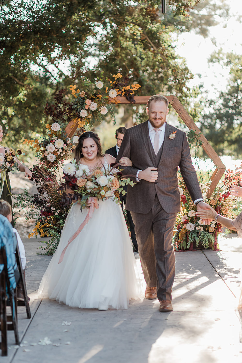 Flower Arch Backdrop Hexagon Flowers Ceremony Aisle California Ranch Wedding WildflowerPhotoCo