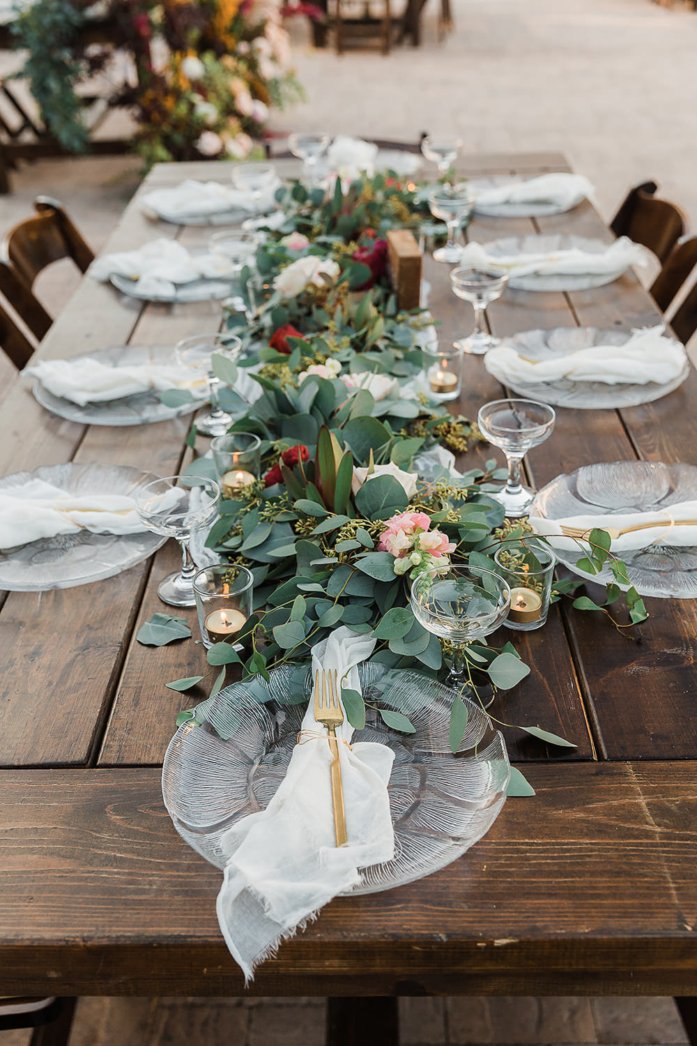 Table Garland Runner Decor Greenery Foliage California Ranch Wedding WildflowerPhotoCo