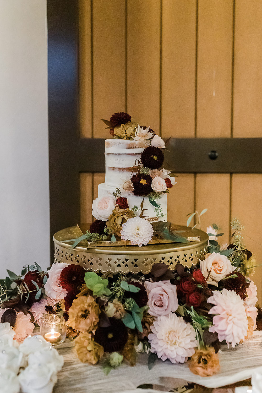 Semi Naked Cake Flowers Floral California Ranch Wedding WildflowerPhotoCo