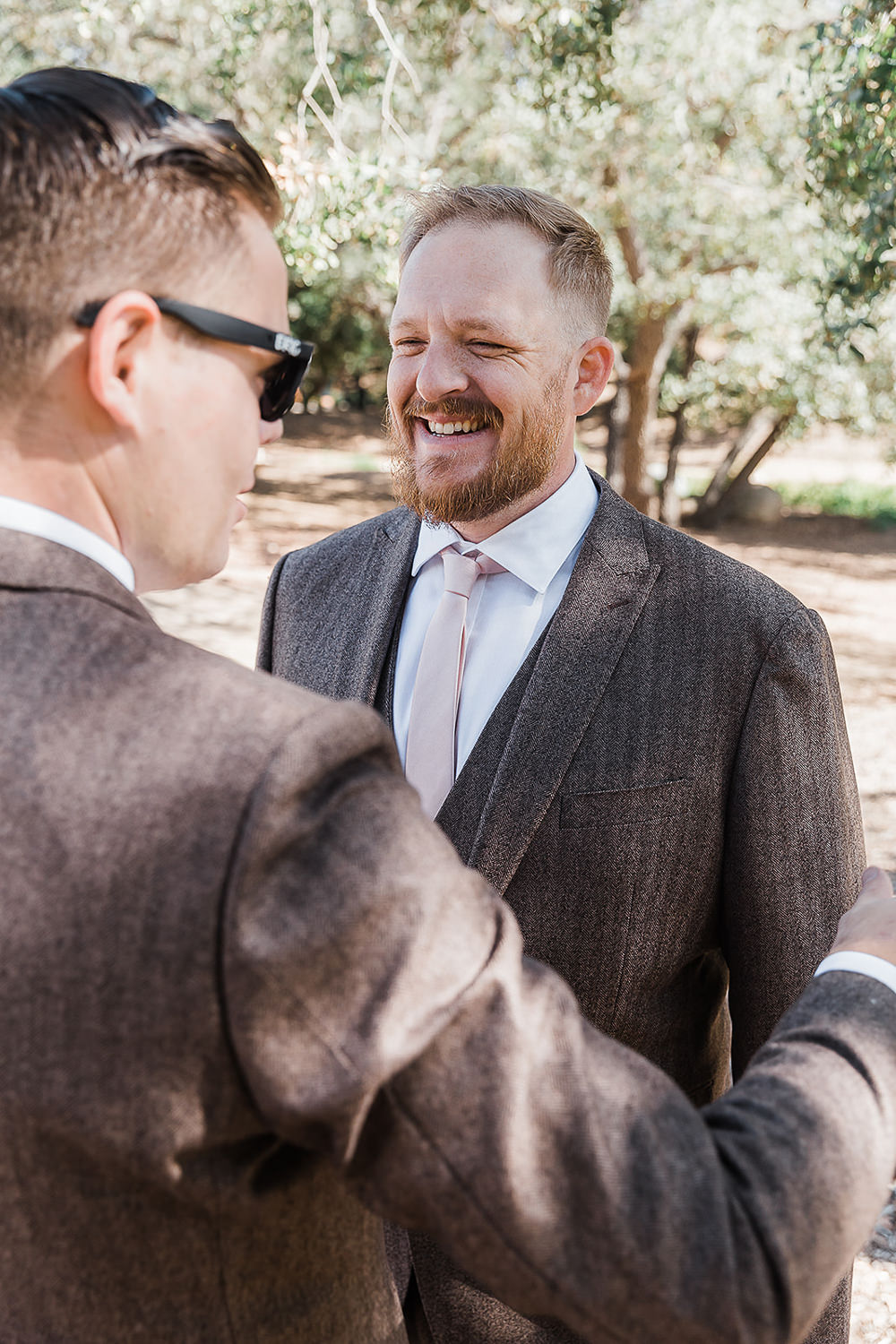 Groom Suit Pink Tie California Ranch Wedding WildflowerPhotoCo