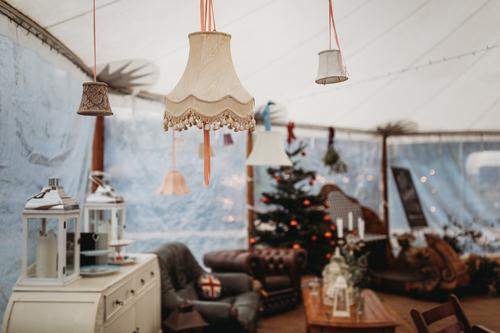 Hanging Suspended Lampshade Decor Christmas Marquee Wedding Thyme Lane Photography