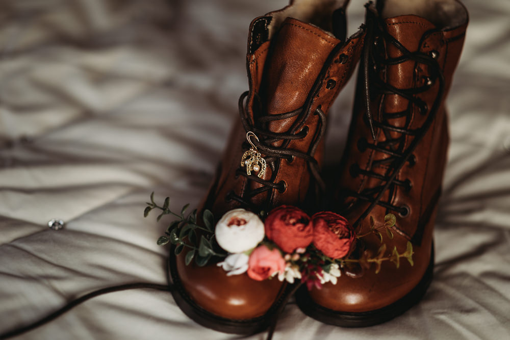 Bride Bridal Boots Christmas Marquee Wedding Thyme Lane Photography