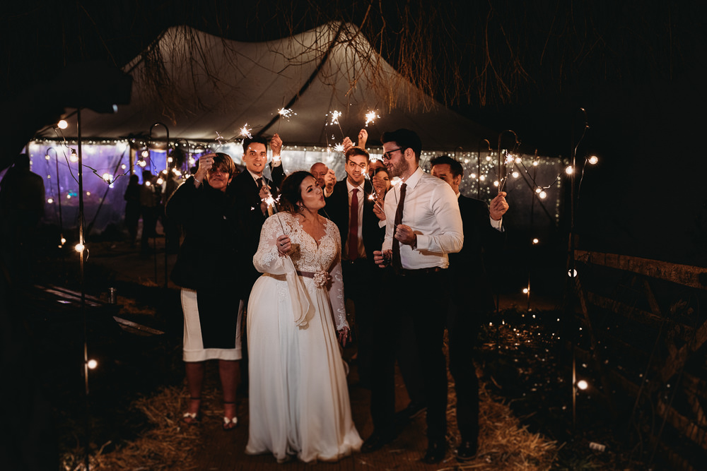 Sparklers Sparkler Send Off Exit Christmas Marquee Wedding Thyme Lane Photography