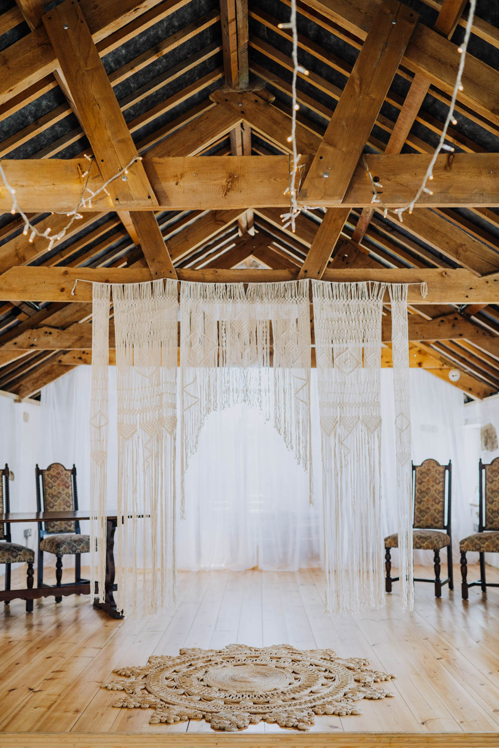 Macrame Backdrop Ceremony Aisle Hanging Chypraze Wedding Barn Clara Cooper Photography