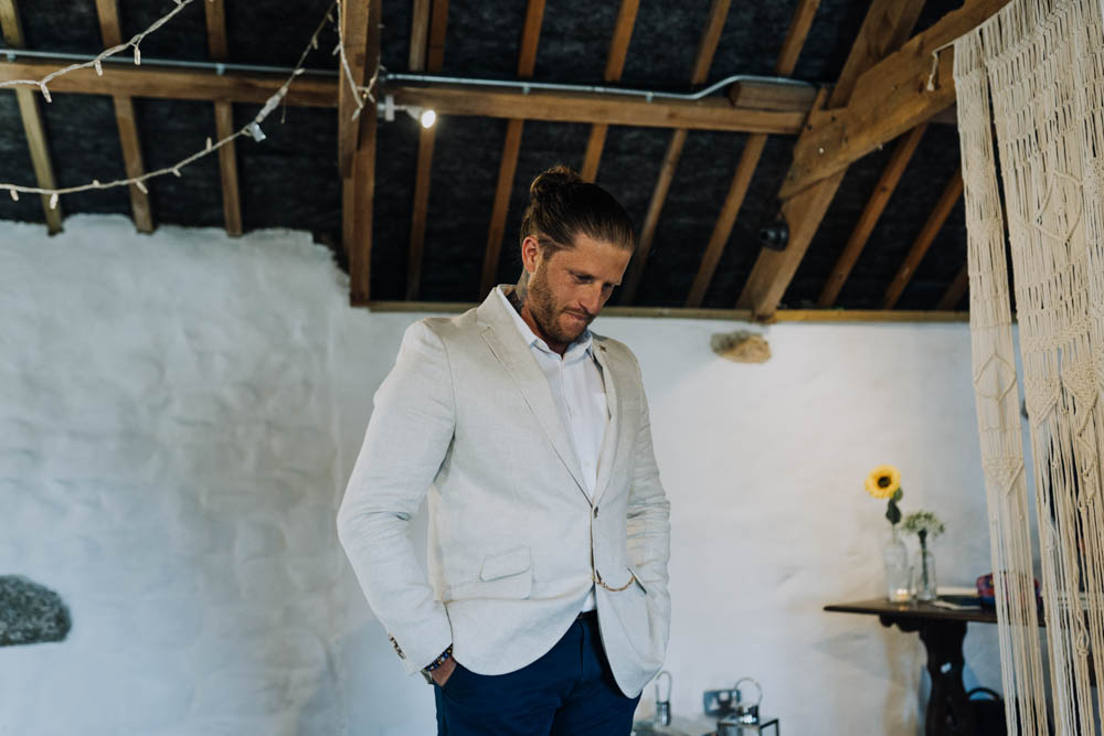 Groom Suit Blazer Cream Jacket Trousers Chypraze Wedding Barn Clara Cooper Photography