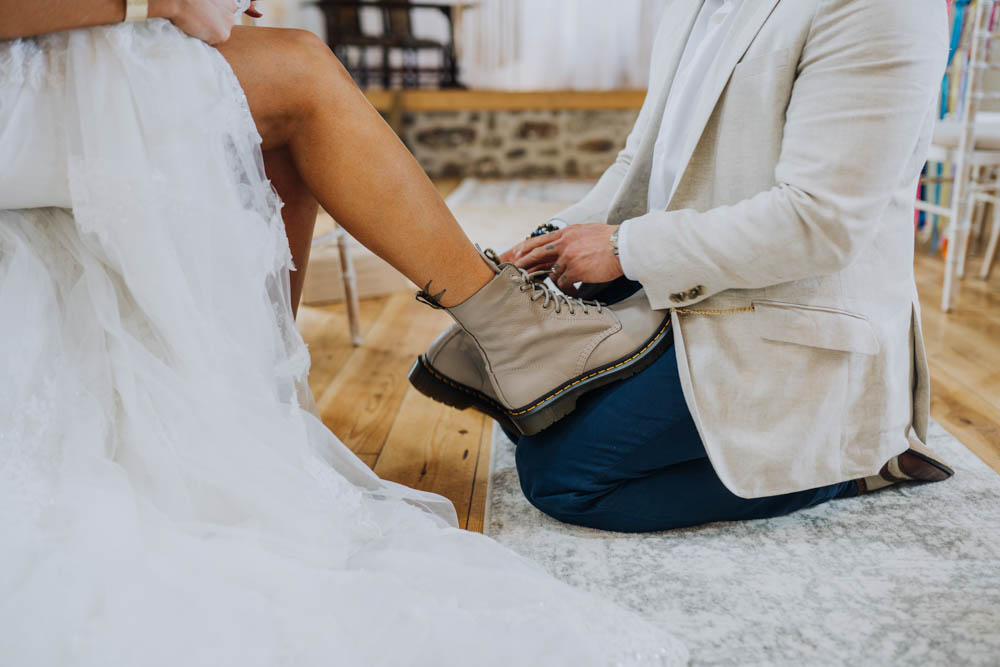 Bride Bridal Boots Chypraze Wedding Barn Clara Cooper Photography