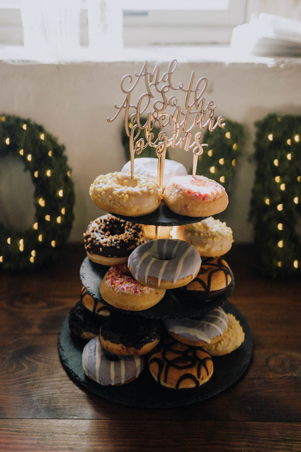 Donut Doughnut Tower Stack Cake Topper Chypraze Wedding Barn Clara Cooper Photography