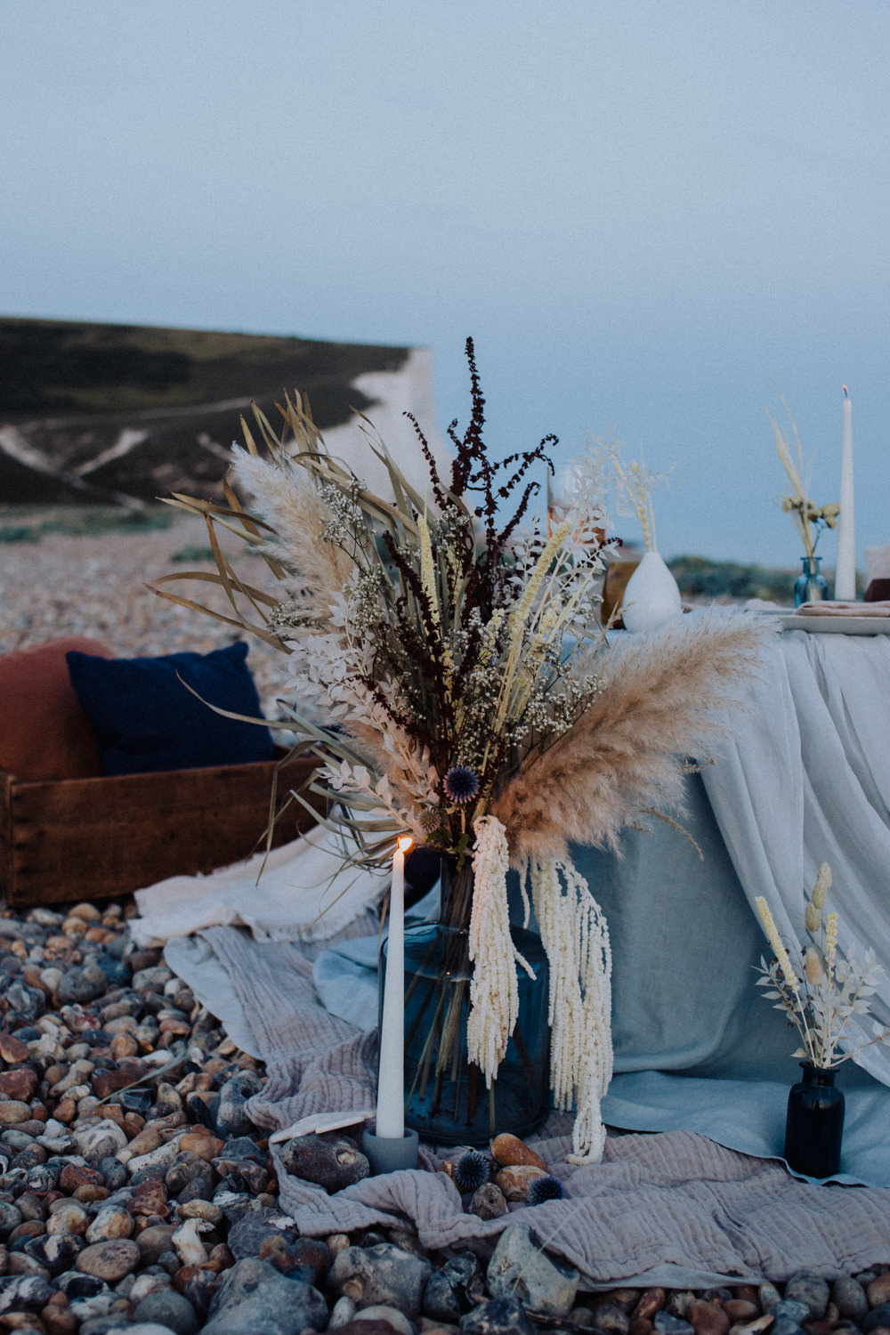 Flower Arrangement Flowers Pampas Grass Dried Coastal Elopement Manon Pauffin Photography