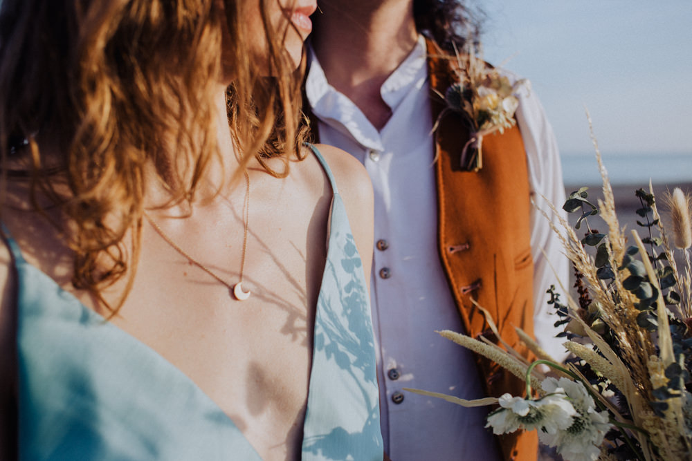 Bride Bridal Necklace Coastal Elopement Manon Pauffin Photography