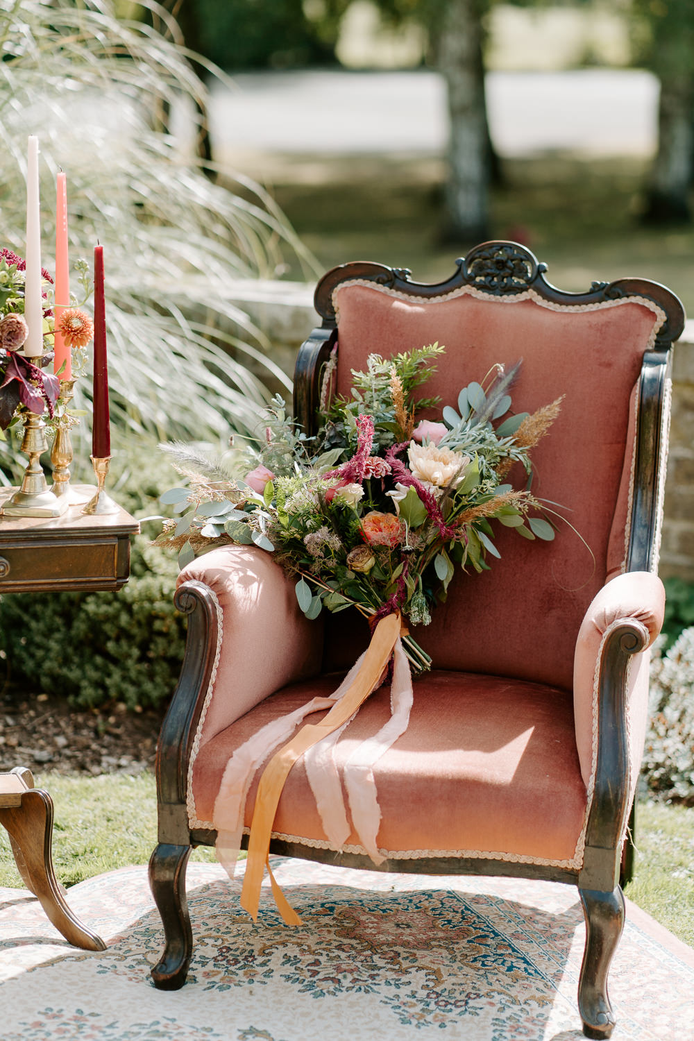 Bride Bridal Bouquet Flowers Eucalyptus Grass Daliah Rose Ribbons Contemporary Wedding Ideas Chloe Ely Photography