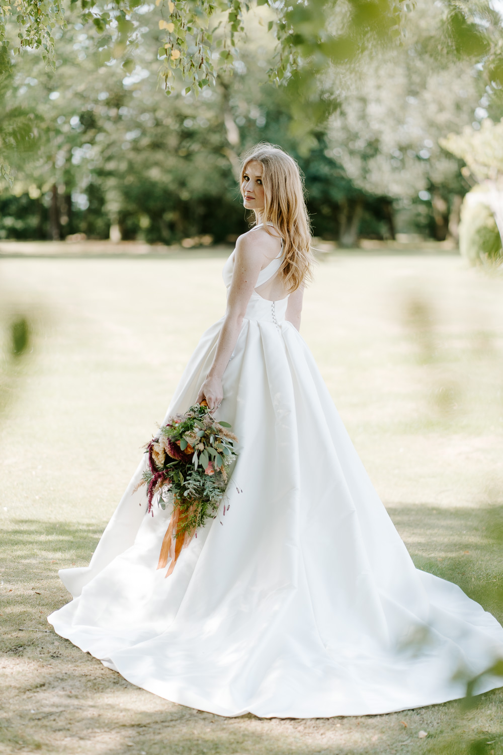 Dress Gown Bride Bridal Train Cross Back Contemporary Wedding Ideas Chloe Ely Photography