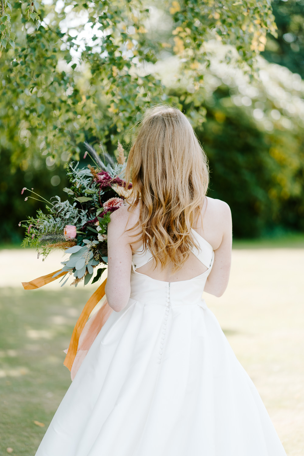 Dress Gown Bride Bridal Train Cross Back Contemporary Wedding Ideas Chloe Ely Photography