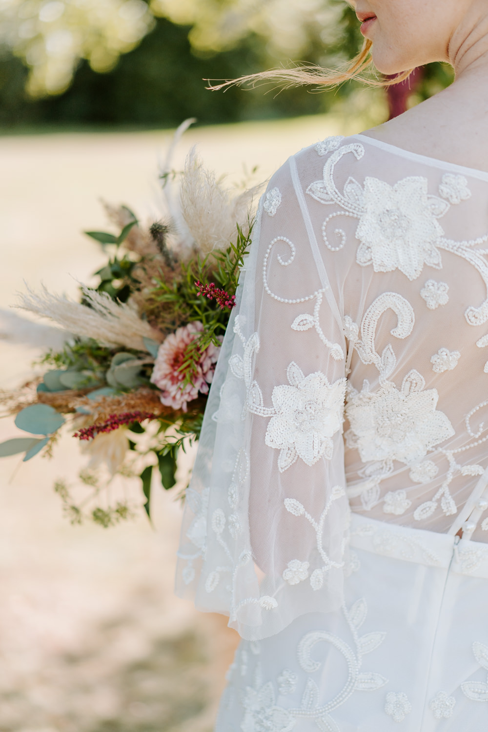 Dress Gown Bride Bridal Floral Train Lace Contemporary Wedding Ideas Chloe Ely Photography