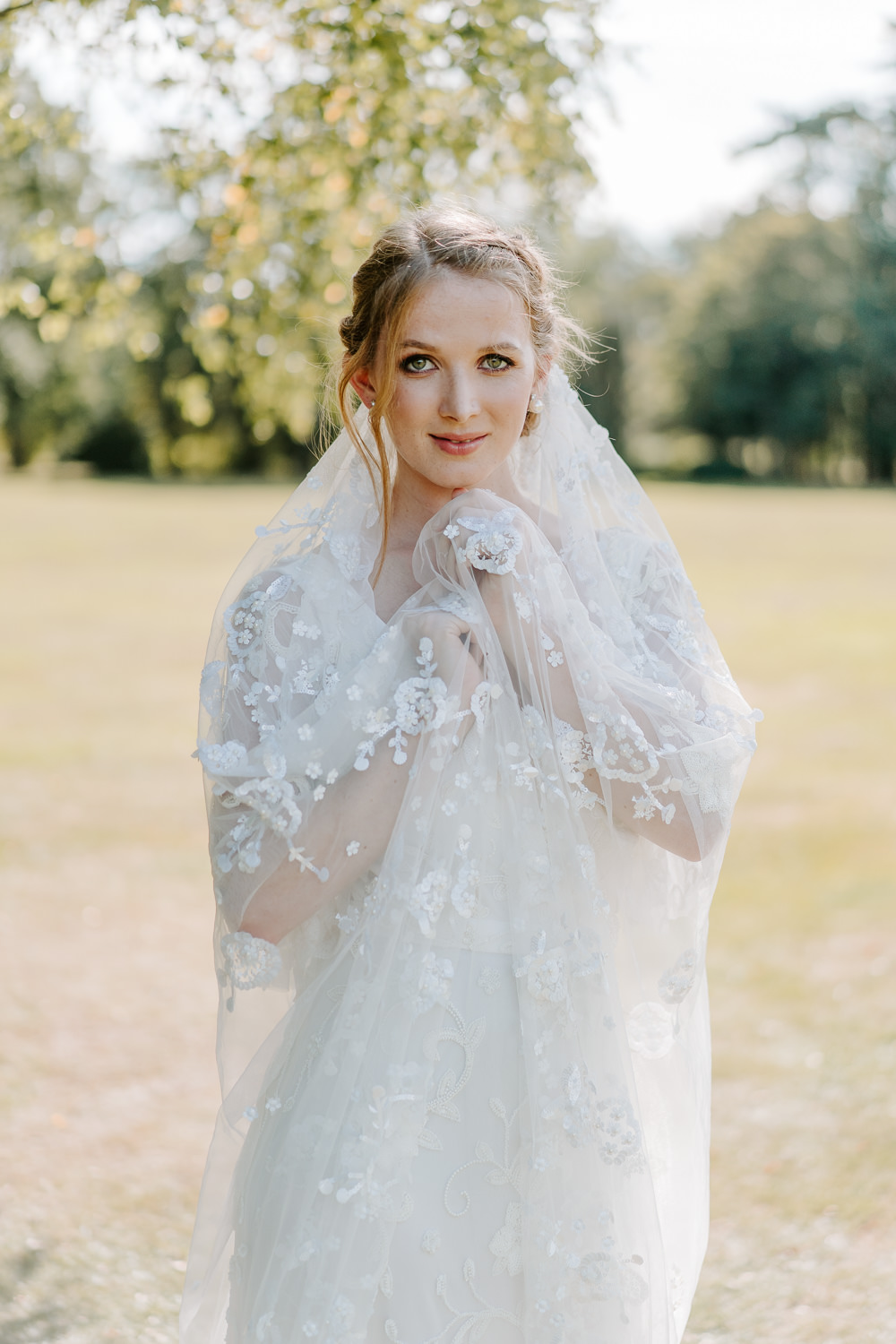 Dress Gown Bride Bridal Floral Train Lace Veil Contemporary Wedding Ideas Chloe Ely Photography