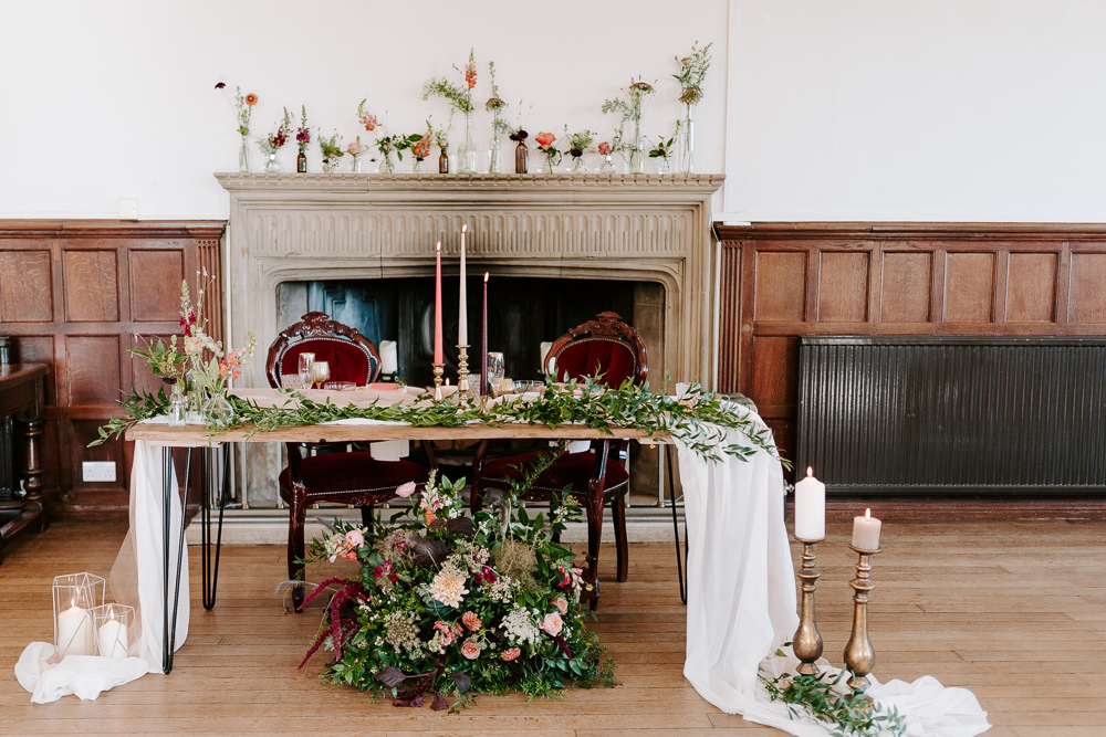 Top Table Flowers Floral Candles Runner Contemporary Wedding Ideas Chloe Ely Photography