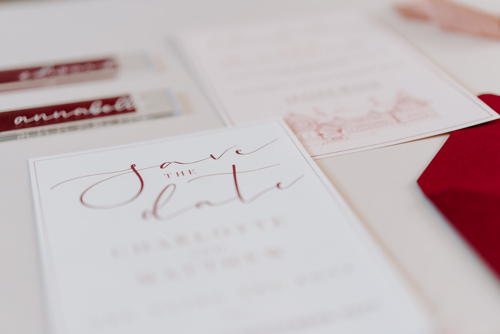 Stationery Invite Invitations Burgundy Calligraphy Pink Contemporary Wedding Ideas Chloe Ely Photography