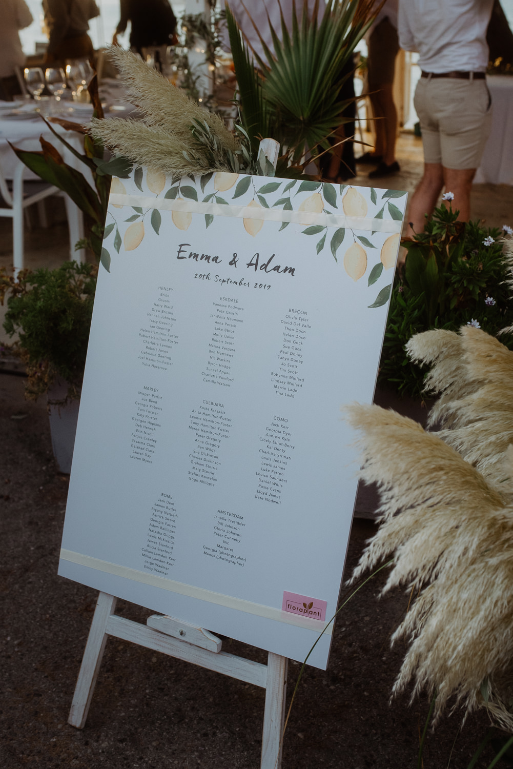 Table Plan Seating Chart Lemons Crete Destination Wedding Me and Georgia Photography