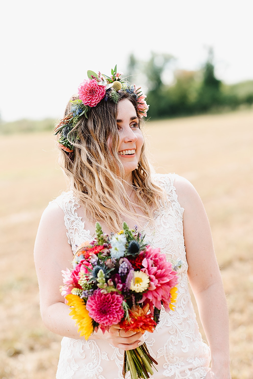 Dress Gown Bride Bridal Lace Pink Kenneth Winston DIY Tipi Wedding Fiona Kelly Photography